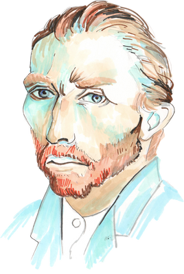 Portrait of Vincent Willem van Gogh. Famous Dutch post impressionist painter.