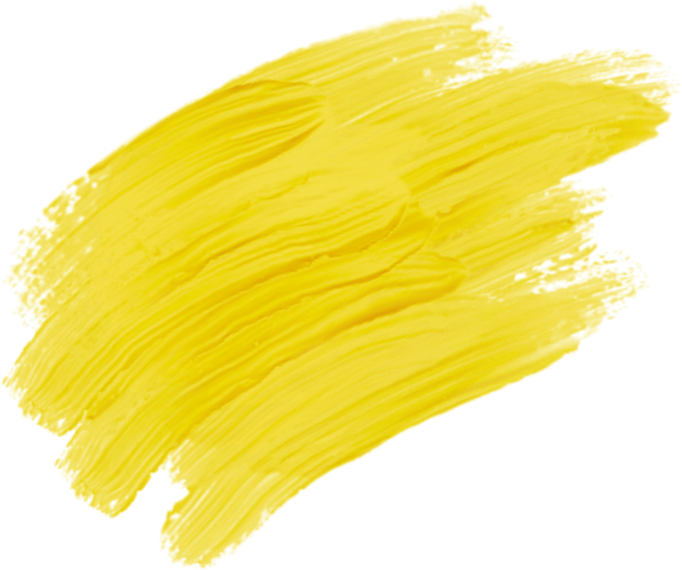 Yellow Paint Brush Stroke on White Background